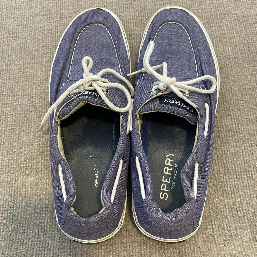 Sperry Top-Sider Boat Shoes Mens Size 12 Blue Canvas Preppy Non-Slip STS12848